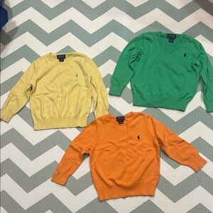 Kids Polo by Ralph Lauren Sweater Bundle - Green, Yellow, Orange 4T